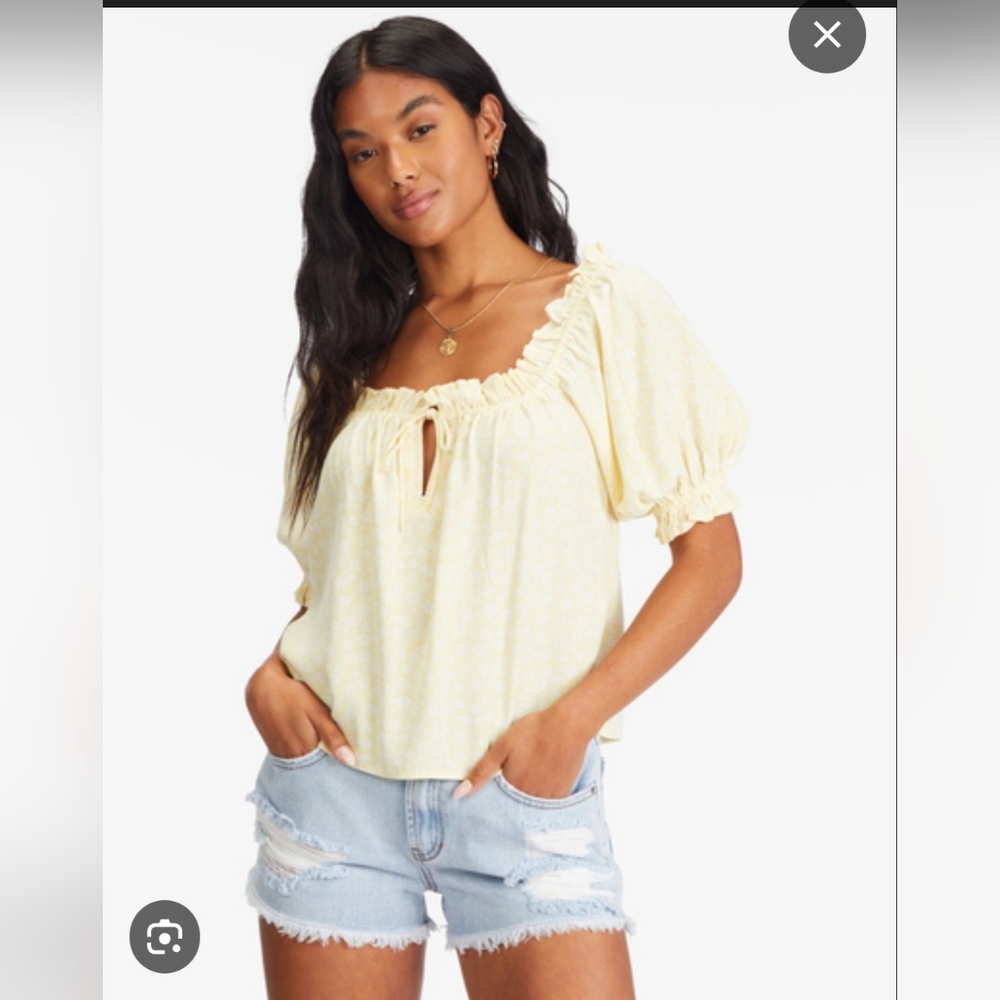 BILLABONG Sunny Skies Yellow Ruffled Women's Top Size Large